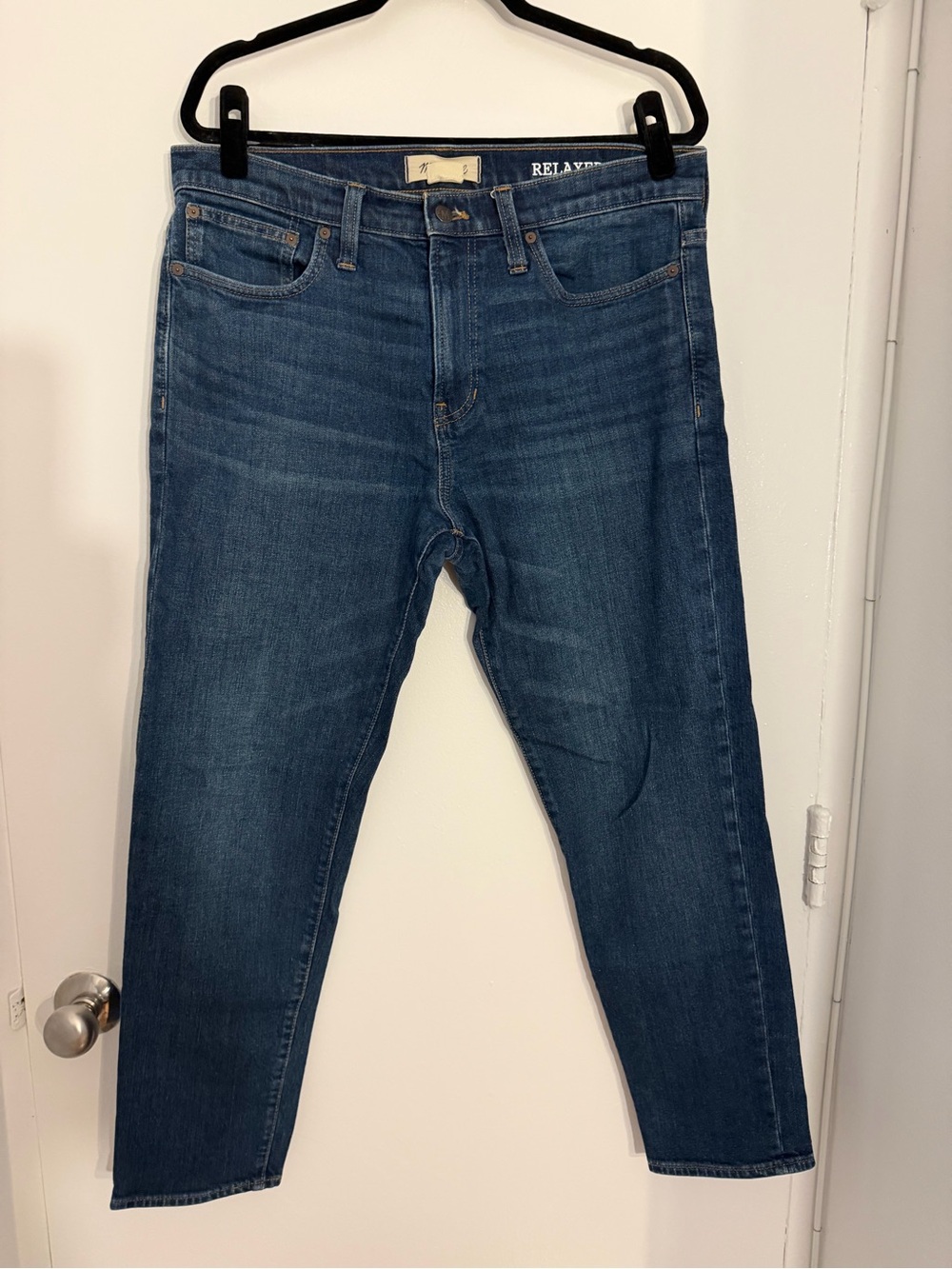Madewell Relaxed Fit Jeans in Dark Blue Denim 34x32